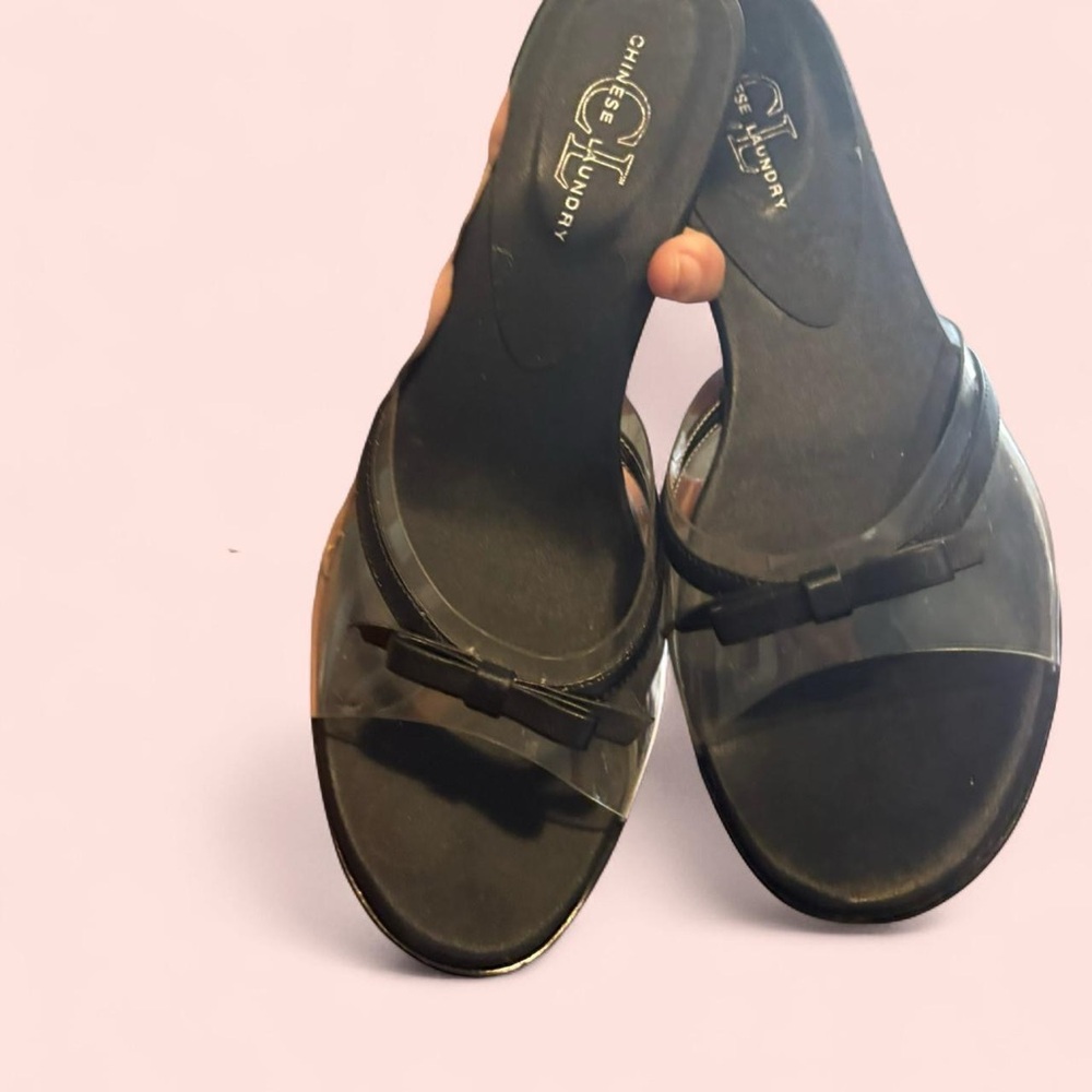 Y2K kitten heels Vintage 90s Y2K kitten heel mules with bow detail women’s 8.5 - Picture 8 of 8